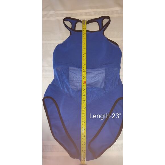 Vintage Y2K Jag Royal Blue Swimsuit Sz 10 Tank Style One Piece Sheer Mesh USA - Picture 9 of 16